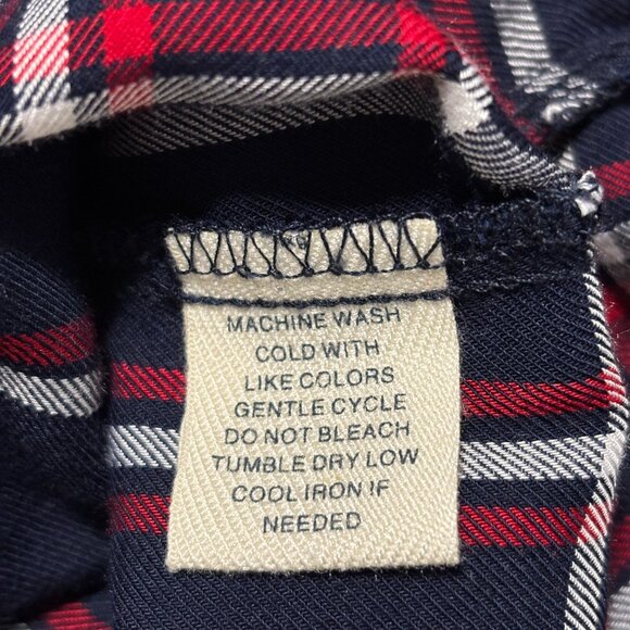 Westbound Plaid Button Front Shirt S Navy Red Rayon Cabincore Fall Top Roll Tab - Picture 9 of 12